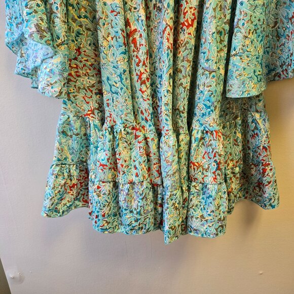 Zury Bohemian Style Dress Free Size Silk Smocked Bell Sleeve - Picture 5 of 9